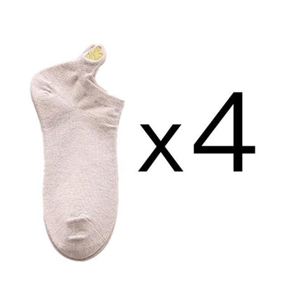 Stevvex beige cotton ankle socks no-show 4-pack for women on Tampa Home & Garden Store