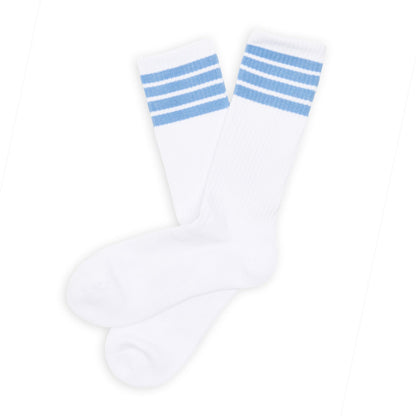 4 Stripe Casual Crew Socks 2-Pack DeadSoxy socks with blue stripes at cuffs on Tampa Home & Garden Store