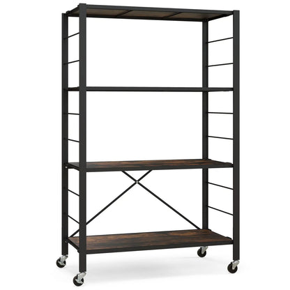 4 Tier Foldable Storage Rack with Wheels 180 lbs