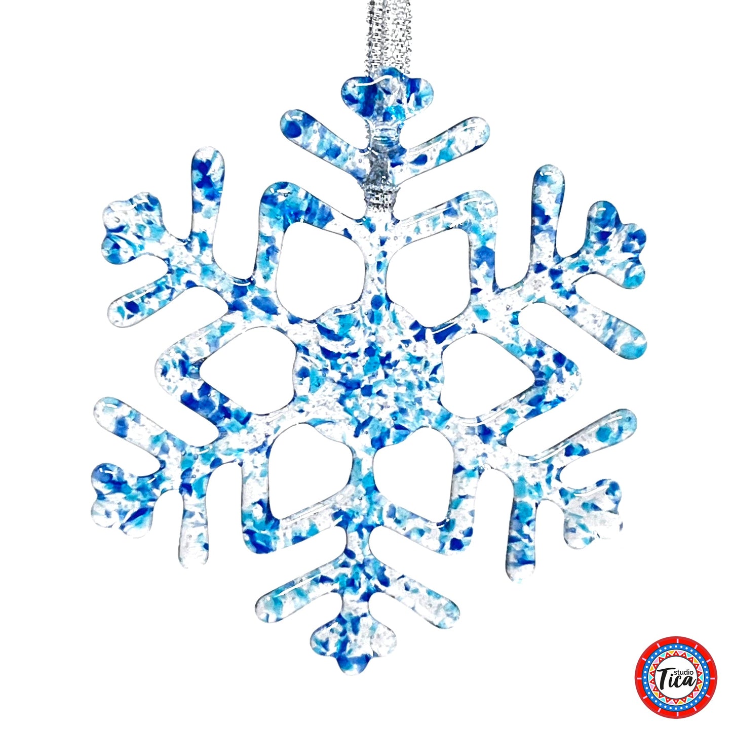 Copo de nieve de vidrio hecho a mano - Azul invierno - de studioTica