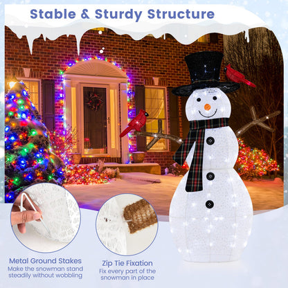 DirectDeals 4.2 ft lighted snowman with black top hat and plaid scarf on Tampa Home & Garden Store