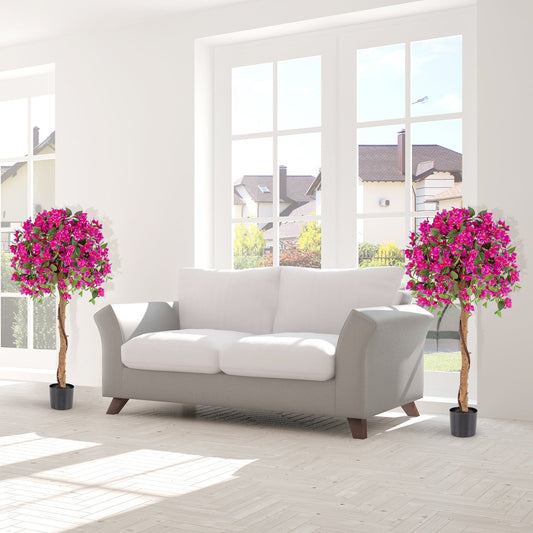 4.5 Feet Artificial Azalea Tree with Cement Pot-Red - Tampa Home & Garden Store