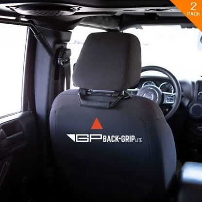 GP Back-Grip Lite car seat back cover, black fabric with orange logo, GPCA, 2-pack on Tampa Home & Garden Store