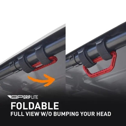 GP Grip Lite foldable red grab handle on roll bar with clamp; fits 0.75–5.5 in tubes on Tampa Home & Garden Store