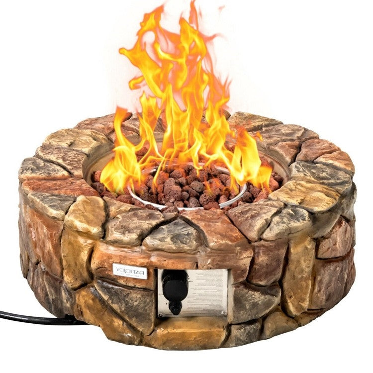 40,000 BTU Outdoor Circle Stone Gas Propane Fire Pit - Tampa Home & Garden Store