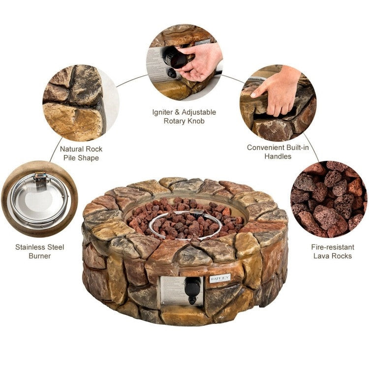 40,000 BTU Outdoor Circle Stone Gas Propane Fire Pit - Tampa Home & Garden Store