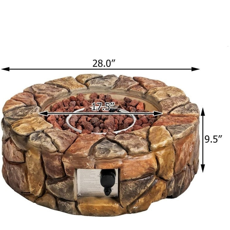 40,000 BTU Outdoor Circle Stone Gas Propane Fire Pit - Tampa Home & Garden Store