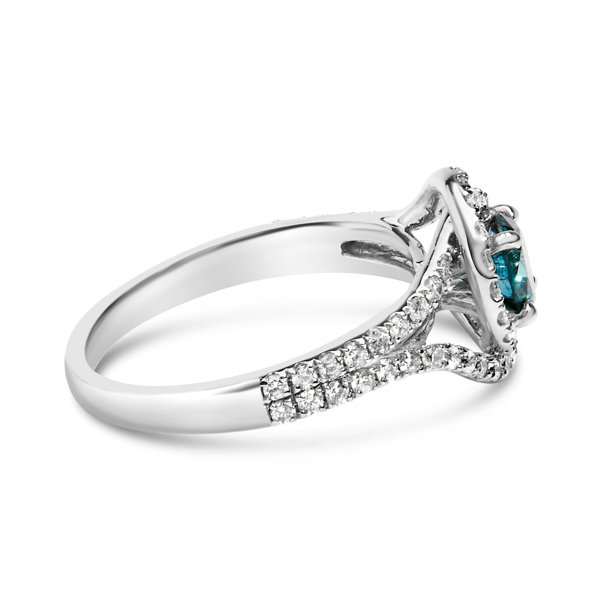Ring: 14K white gold 1-1/3 cttw white & blue diamonds interweaving halo size 6 - Bids.com on Tampa Home & Garden Store