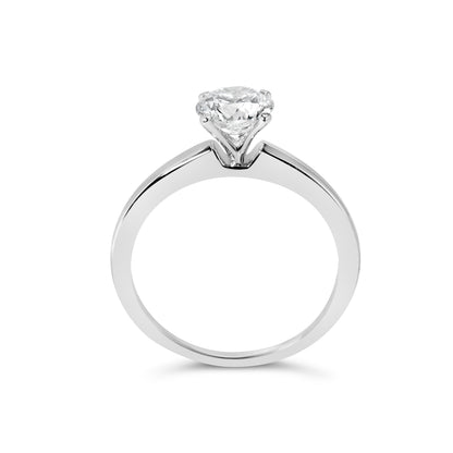 14K white gold solitaire engagement ring with a round lab-grown diamond, four-prong setting on Tampa Home & Garden Store