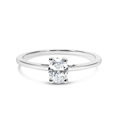 14K white gold oval lab-grown diamond solitaire ring, 1/2 cttw, F-G color, VS2-SI1, size 7 on Tampa Home & Garden Store