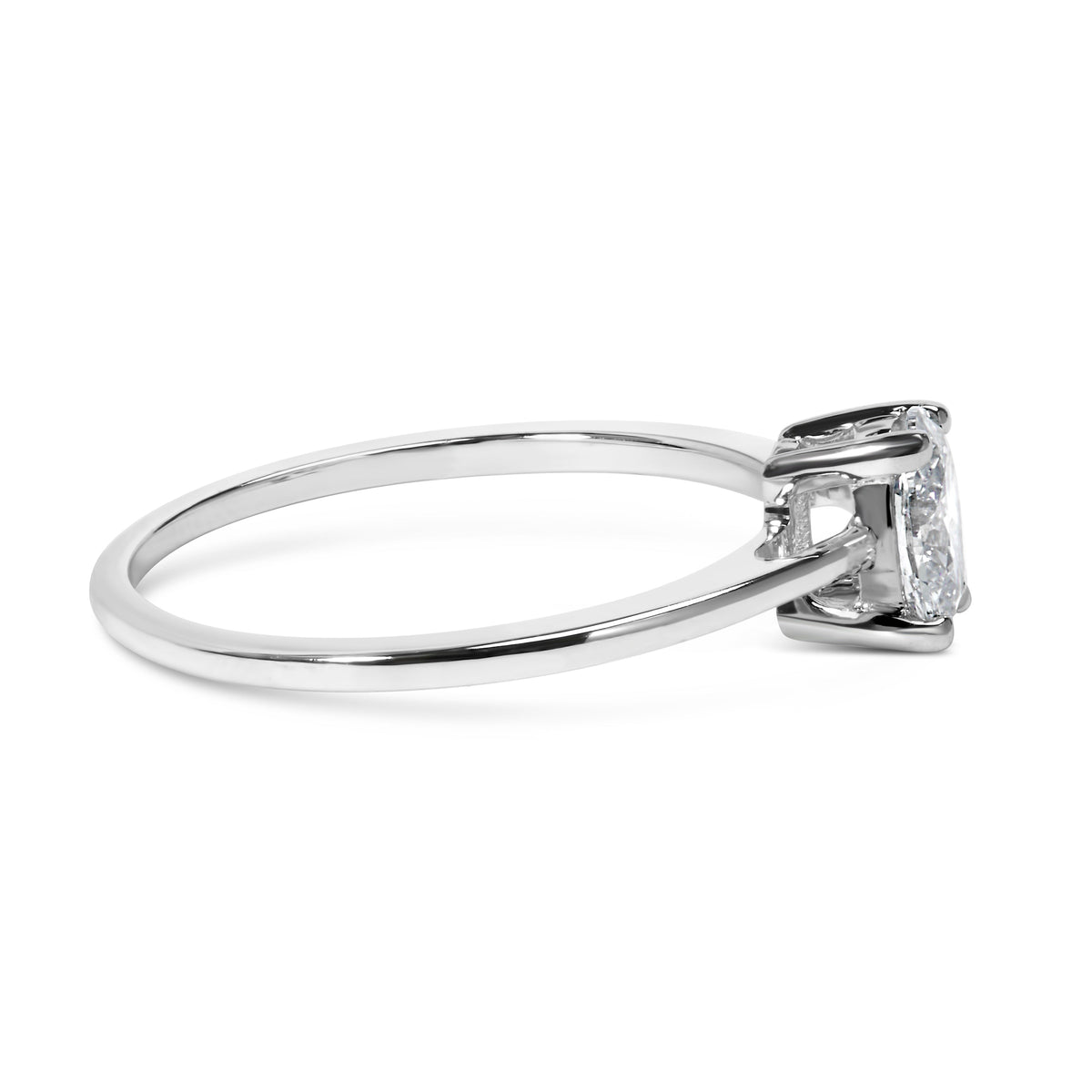 14K white gold oval lab-grown diamond 4-prong solitaire engagement ring with polished band on Tampa Home & Garden Store