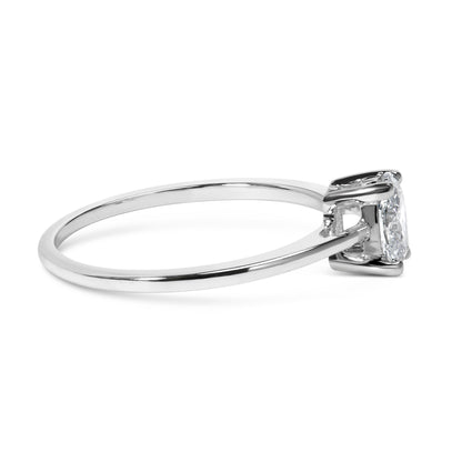 14K white gold oval lab-grown diamond 4-prong solitaire engagement ring with polished band on Tampa Home & Garden Store