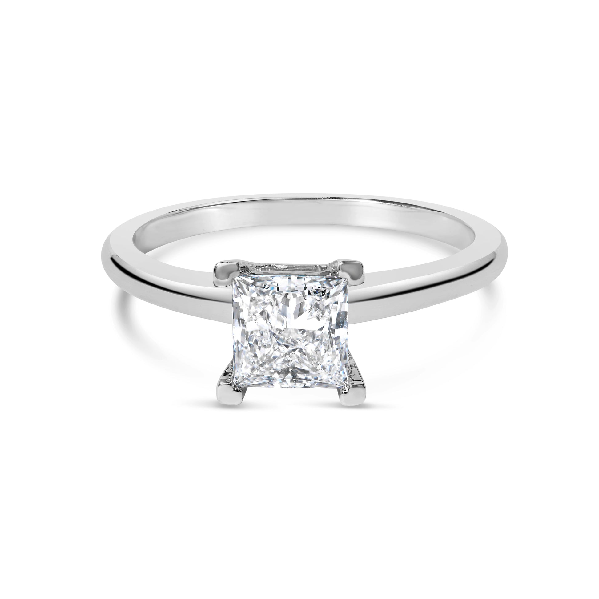 Ring 14K white gold princess-cut diamond solitaire 1.0 Cttw F-G VS1-VS2 size 7 by Bids.com on Tampa Home & Garden Store