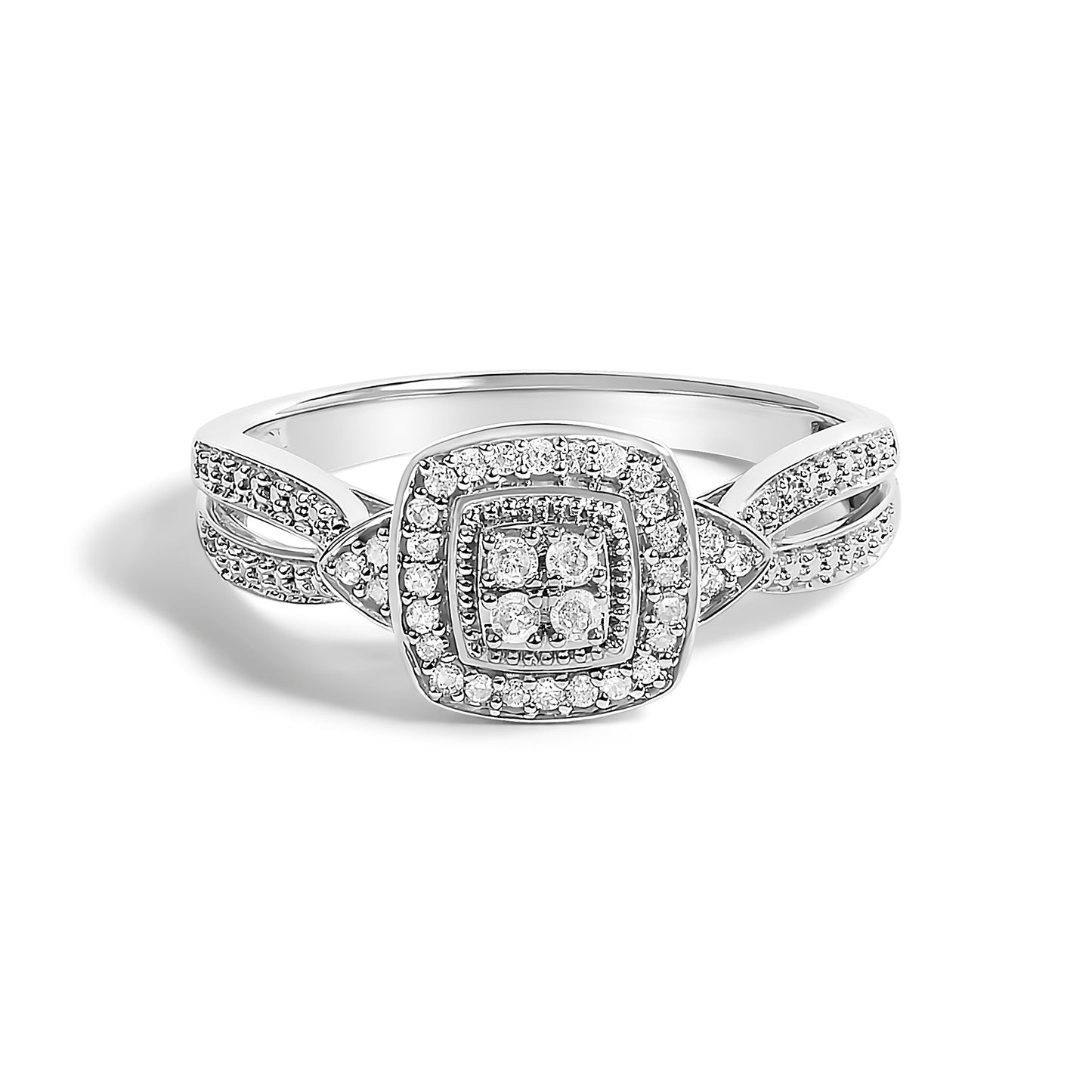 10K white gold 1/10 cttw diamond cluster halo ring by Bids.com with pavé diamonds on Tampa Home & Garden Store