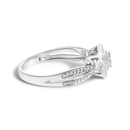 Ring 10K white gold diamond cluster halo promise ring 1/10 Cttw Bids.com on Tampa Home & Garden Store