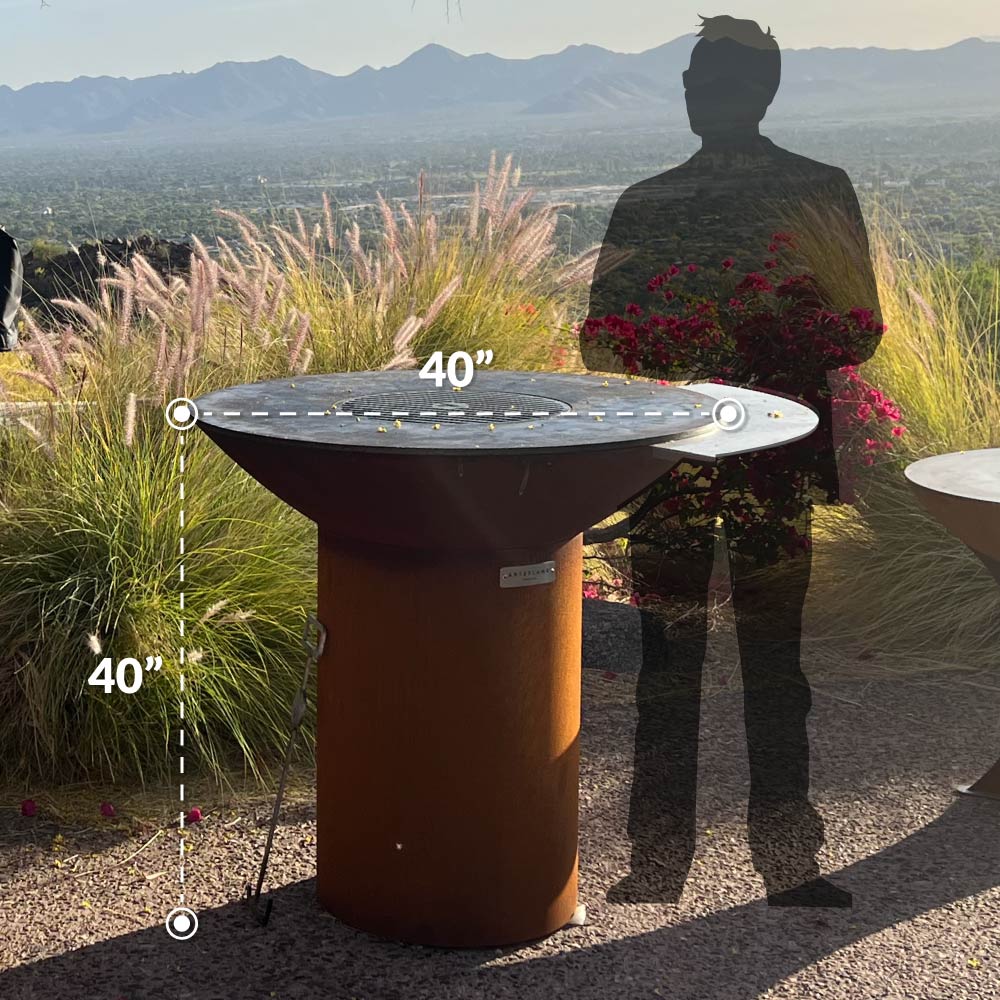 40" Arteflame Charcoal Grill Griddle Flat Top Combo XXL | Round Base - Tampa Home & Garden Store