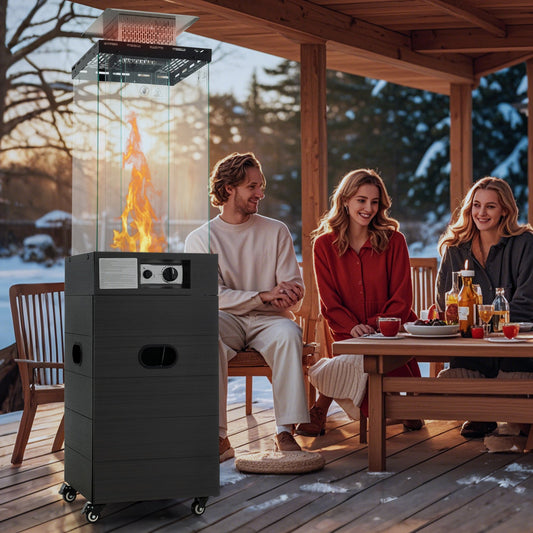 40000 BTU Patio Heater Outdoor Propane Gas Heater with Cover and Wheels-Black - Tampa Home & Garden Store