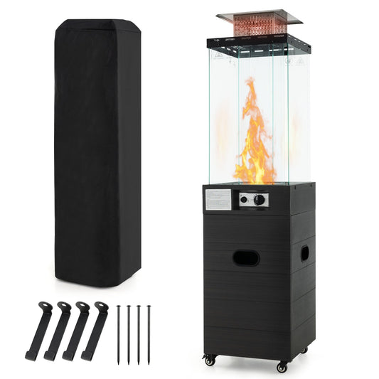 40000 BTU Patio Heater Outdoor Propane Gas Heater with Cover and Wheels-Black - Tampa Home & Garden Store