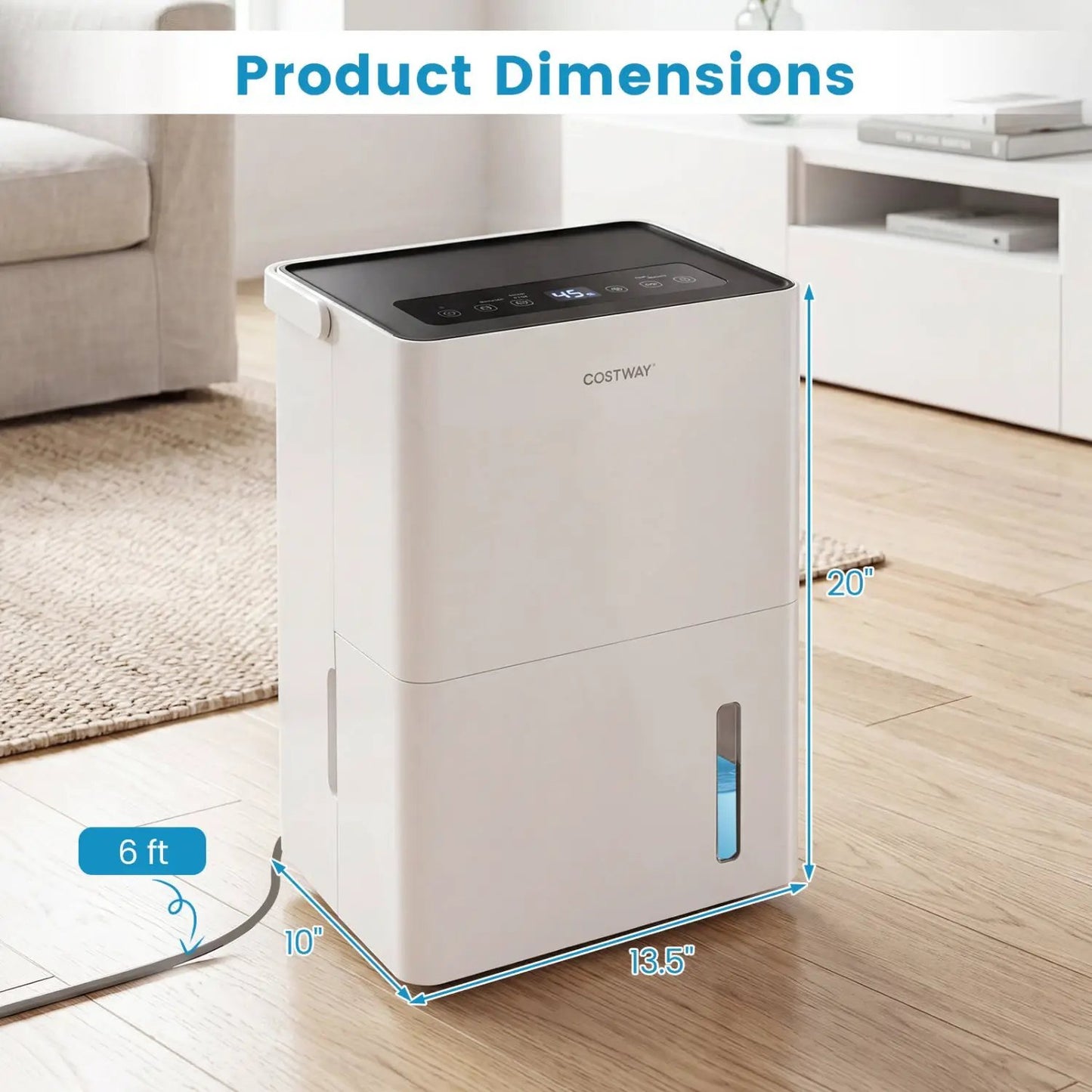 80 Pint Dehumidifier Drain Hose and Smart Control