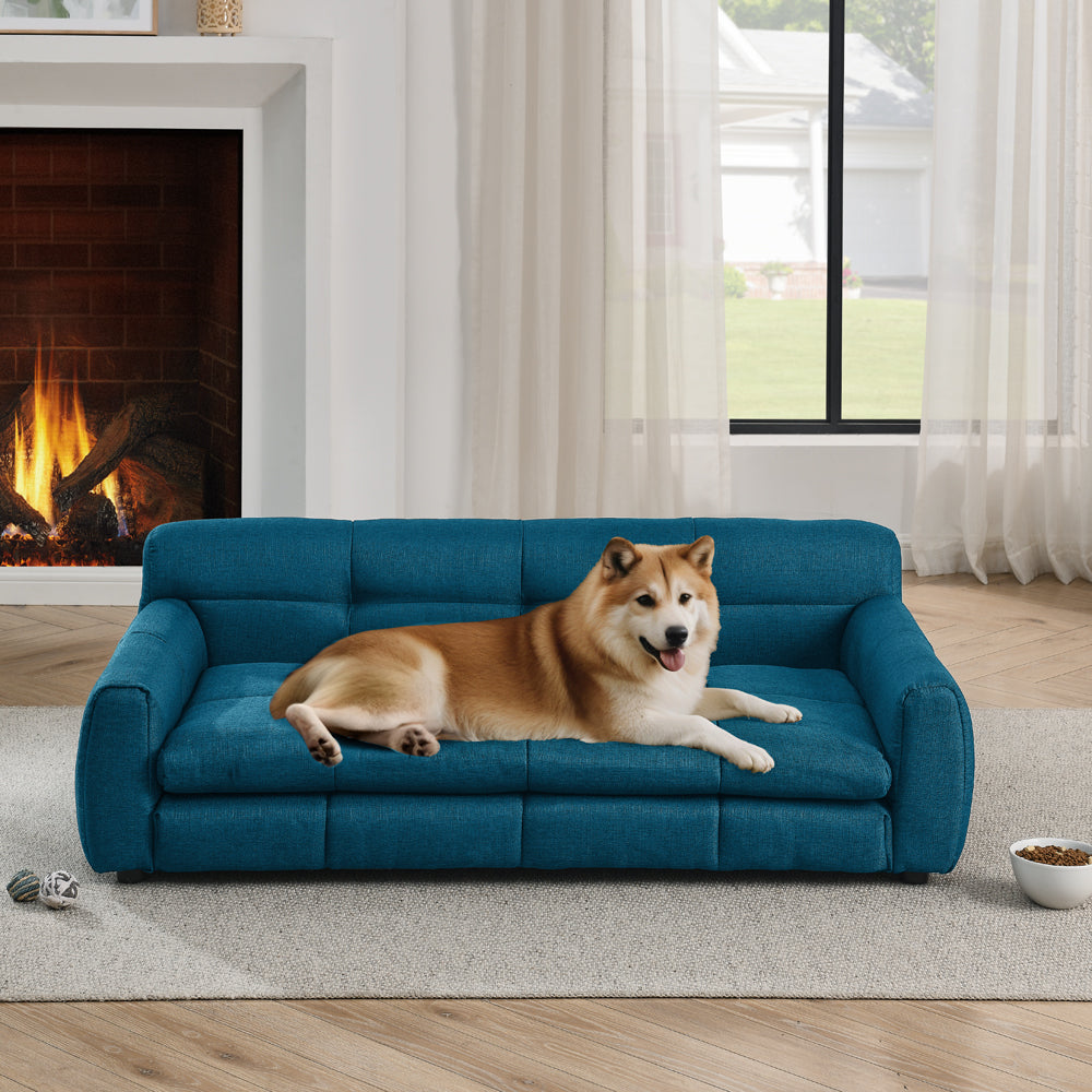 Soft and Comfortable Pet Bed for Big and Oversized Dogs - Dark Blue, plush fabric, large size on Tampa Home & Garden Store