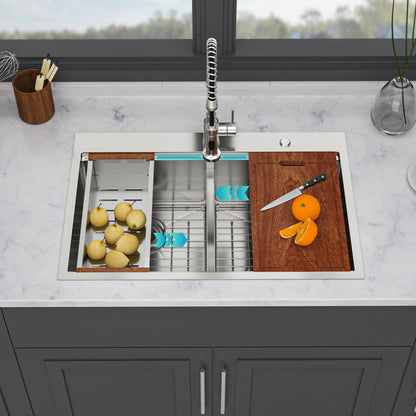 Double Bowl and Stainless Steel Top Mount Sink
