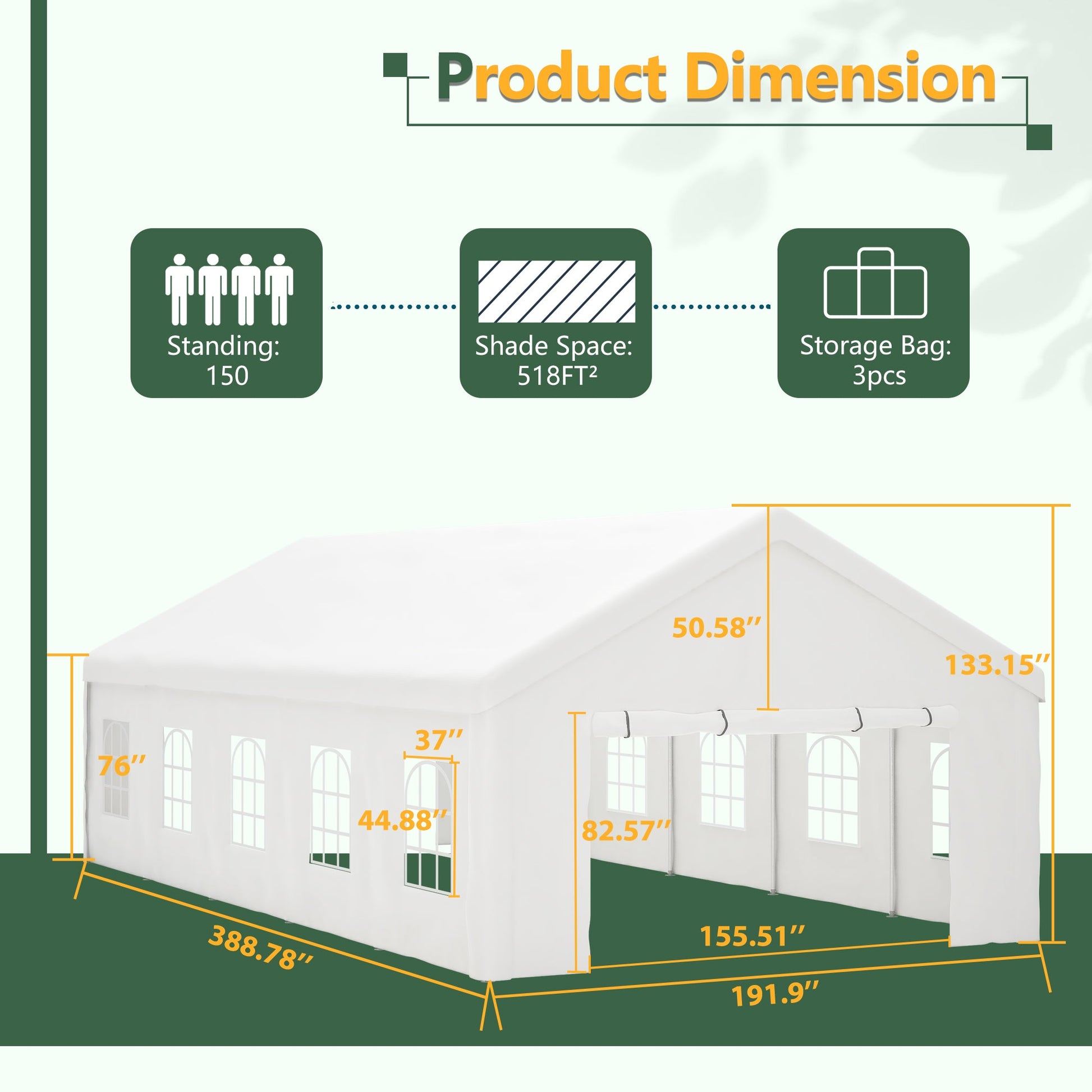HouseOfZazla 16x32 ft party tent with removable sidewalls 518 ft² shade space on Tampa Home & Garden Store