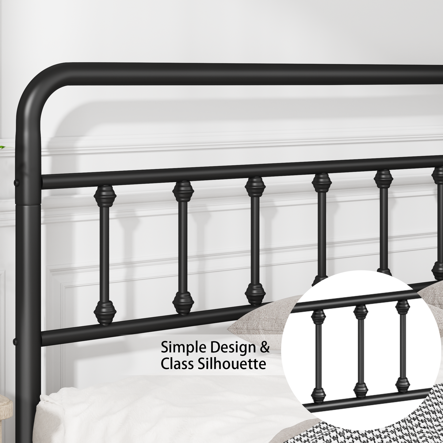 HouseOfZazla metal full-size bed frame with headboard and under-bed storage, black iron on Tampa Home & Garden Store