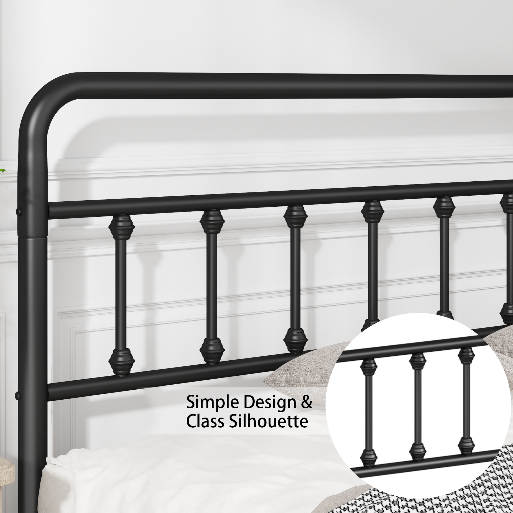 HouseOfZazla metal full-size bed frame with headboard and under-bed storage, black iron on Tampa Home & Garden Store