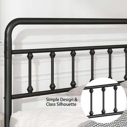 HouseOfZazla metal full-size bed frame with headboard and under-bed storage, black iron on Tampa Home & Garden Store