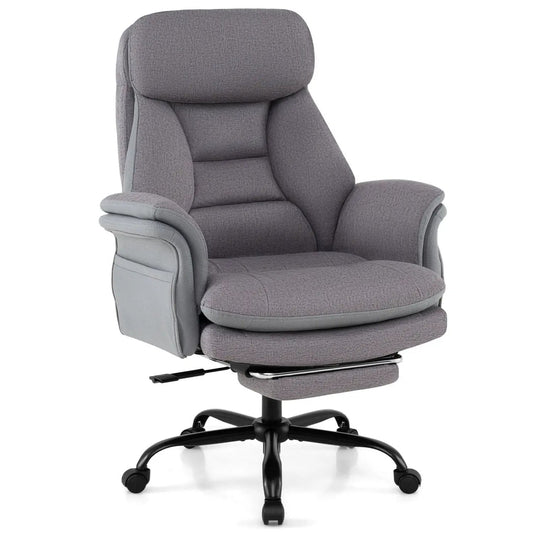Big and Tall Office Chair with Footrest DirectDeals gray fabric, 5-star base on Tampa Home & Garden Store