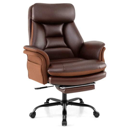 Big and Tall Office Chair with Footrest brown leather, 400 lb capacity DirectDeals on Tampa Home & Garden Store
