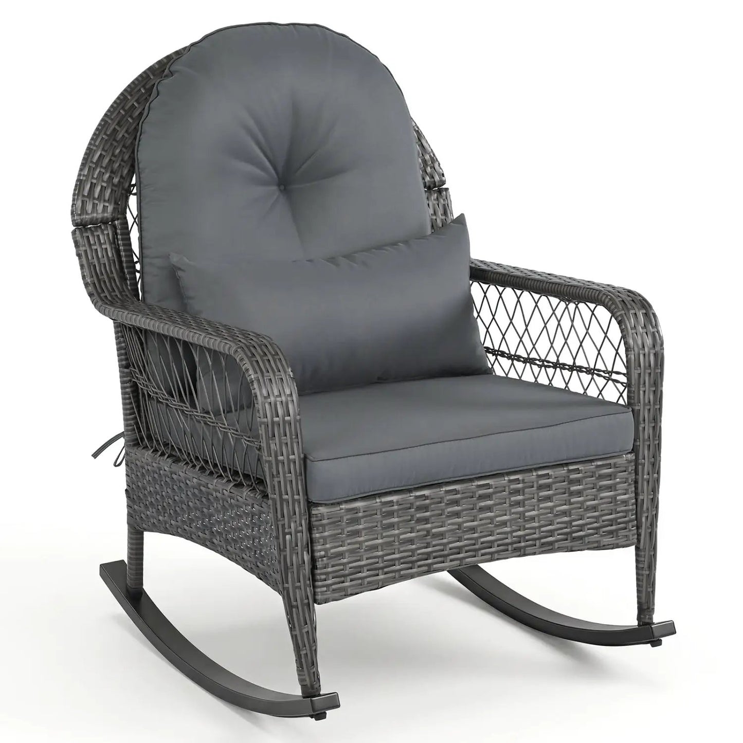 Patio Rattan Rocking Chair with Cushions
