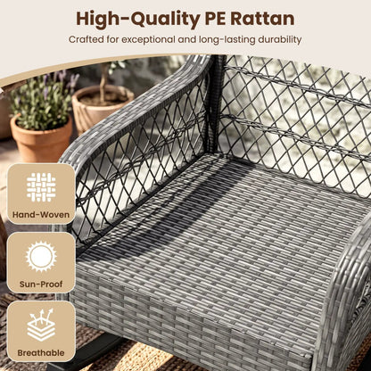 Patio Rattan Rocking Chair with Cushions