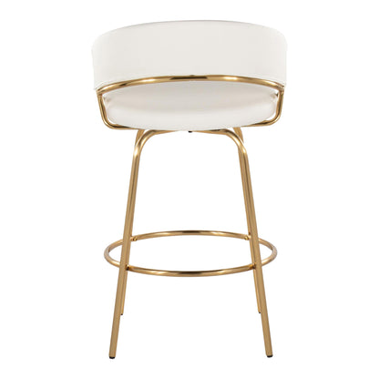 Glam fixed-height counter stool with swivel white upholstery gold frame set of 2 HouseOfZazla on Tampa Home & Garden Store