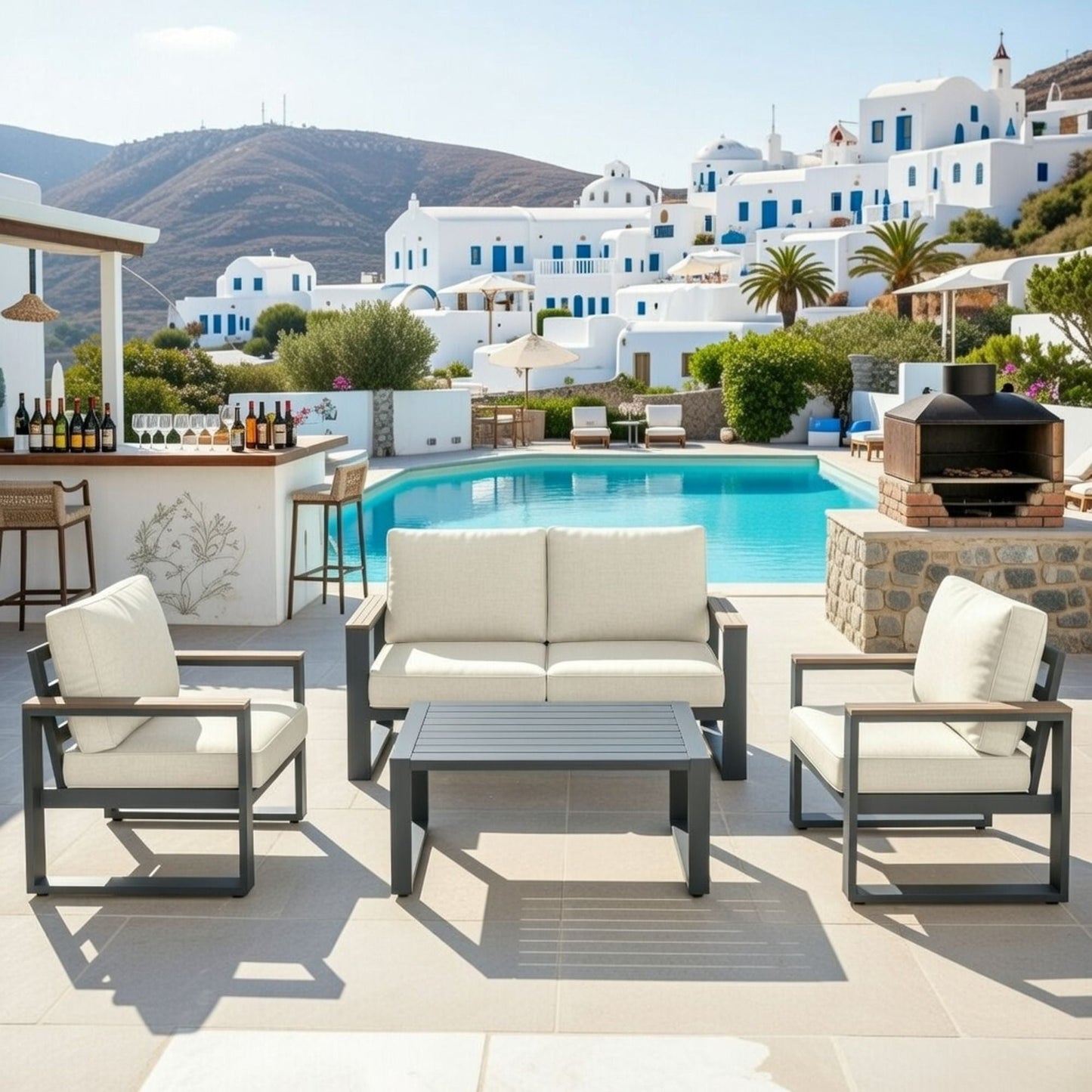 Modern Outdoor Sofa Set with the Coffee Table