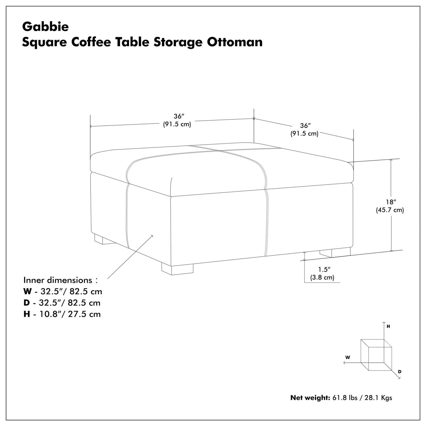 Gabbie square coffee table storage ottoman upholstered storage ottoman by Unique Piece Furniture on Tampa Home & Garden Store
