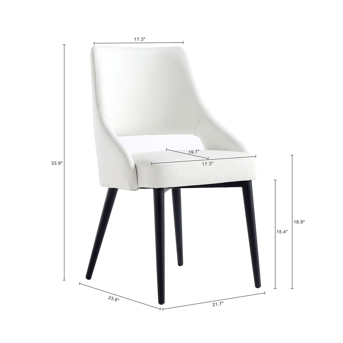 Tremont Dining Chair with Steel Frame in white upholstery and black legs on Tampa Home & Garden Store