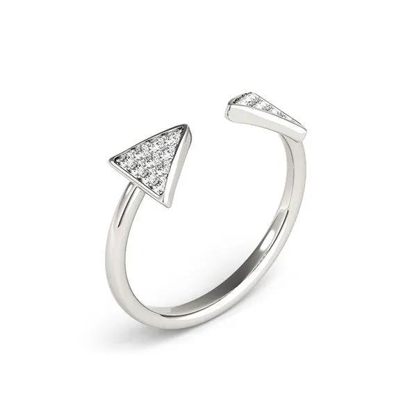 14k white gold diamond arrowhead open ring with pavé diamonds at ends by Bids.com on Tampa Home & Garden Store