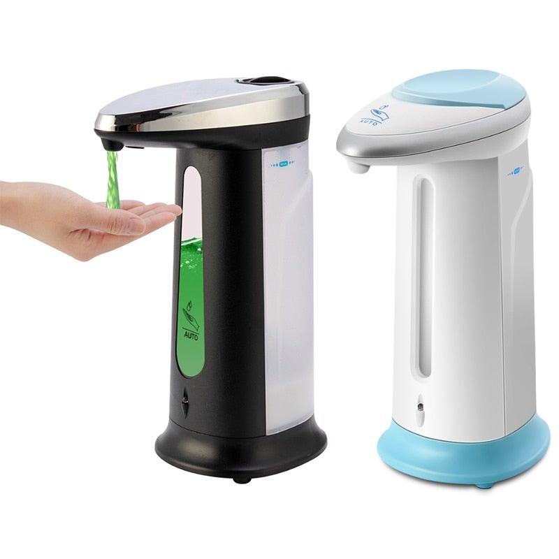 Stevvex 400ml automatic liquid soap dispenser pair, black and white touchless countertop units on Tampa Home & Garden Store
