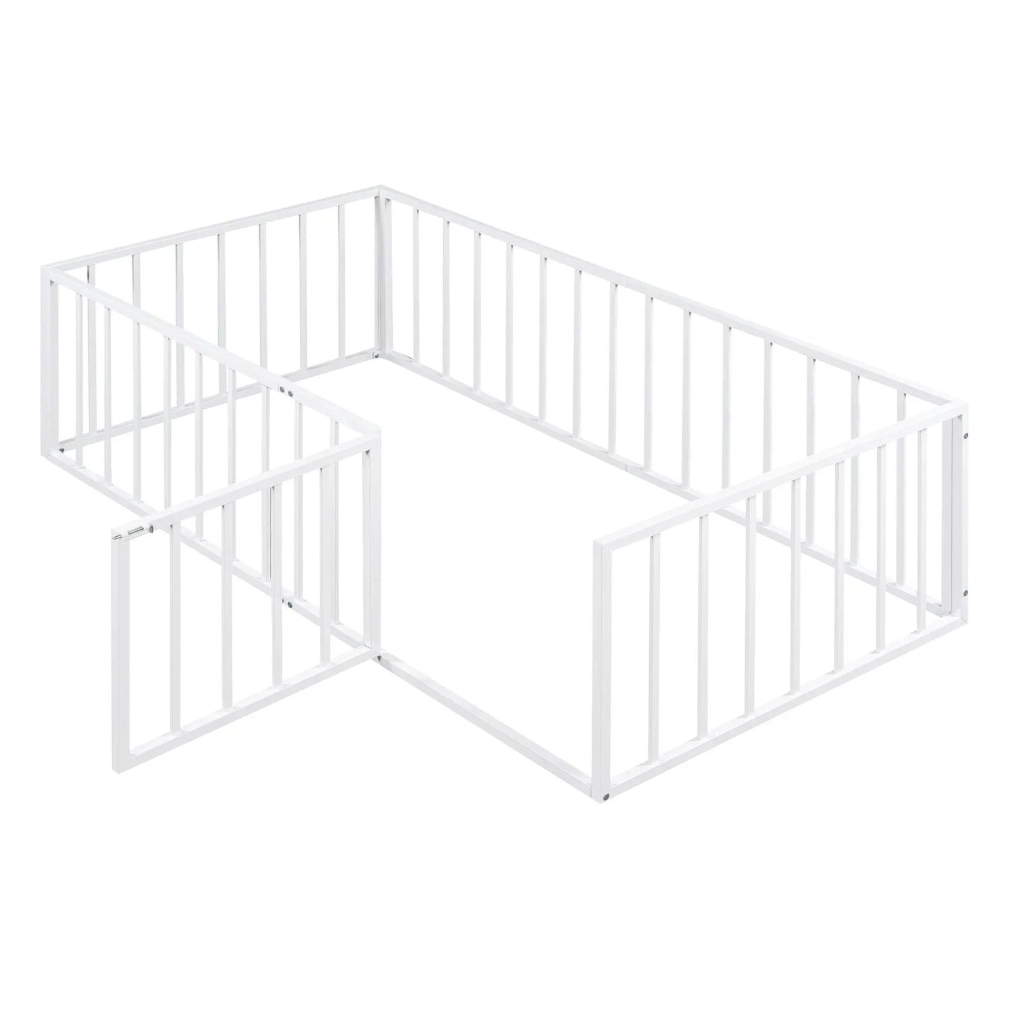 White metal floor bed frame with fence rails and a door by Unique Piece Furniture on Tampa Home & Garden Store