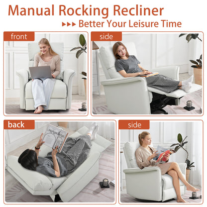 Manual Rocking Recliner Chair for Adults by HouseOfZazla, two light gray recliners shown front on Tampa Home & Garden Store