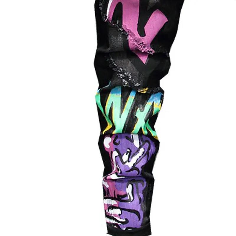 Men's urban slim-fit black denim with vibrant multi-color graffiti art by FLIPSTYLEZLLC on Tampa Home & Garden Store