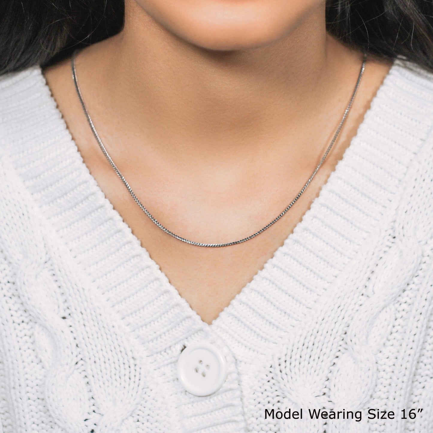 14k white gold Franco chain necklace 1.2mm slim silver-tone chain on Tampa Home & Garden Store