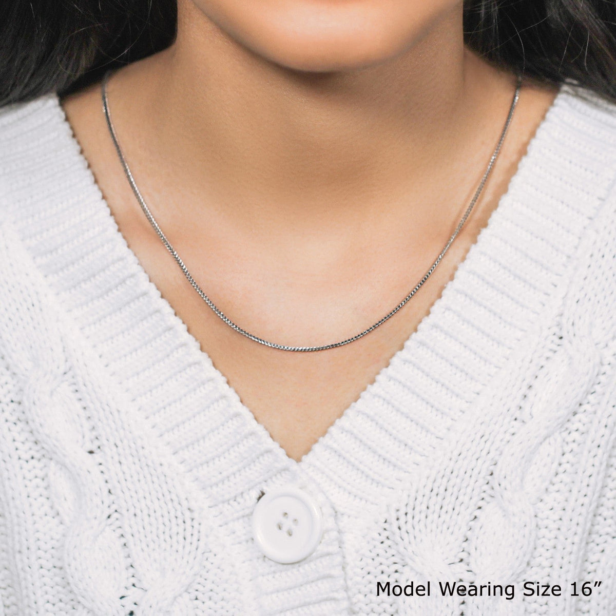 14k white gold Franco chain necklace 1.2mm slim silver-tone chain on Tampa Home & Garden Store