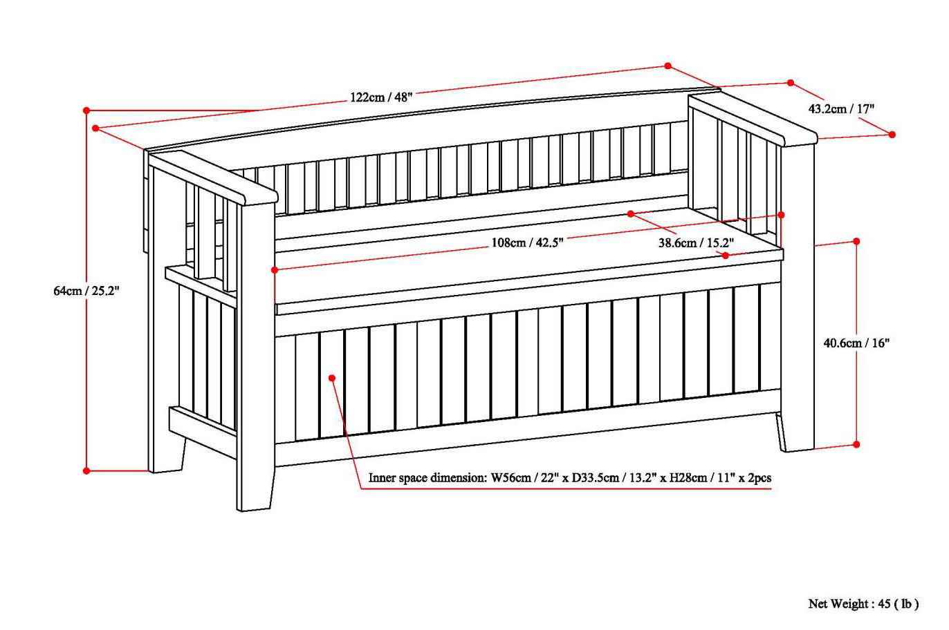 Acadian Entryway Storage Bench with Lift Lid