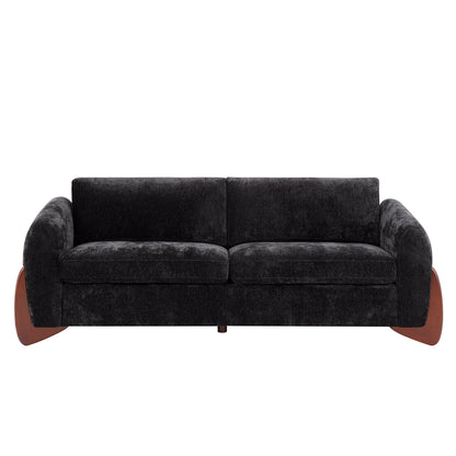 Chenille Sofa with Wooden Legs for a Modern Home
