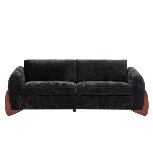 89-Inch sofa in dark chenille fabric with wooden legs by HouseOfZazla on Tampa Home & Garden Store