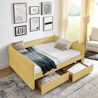 Upholstered Daybed and Two Foam Storage Drawers