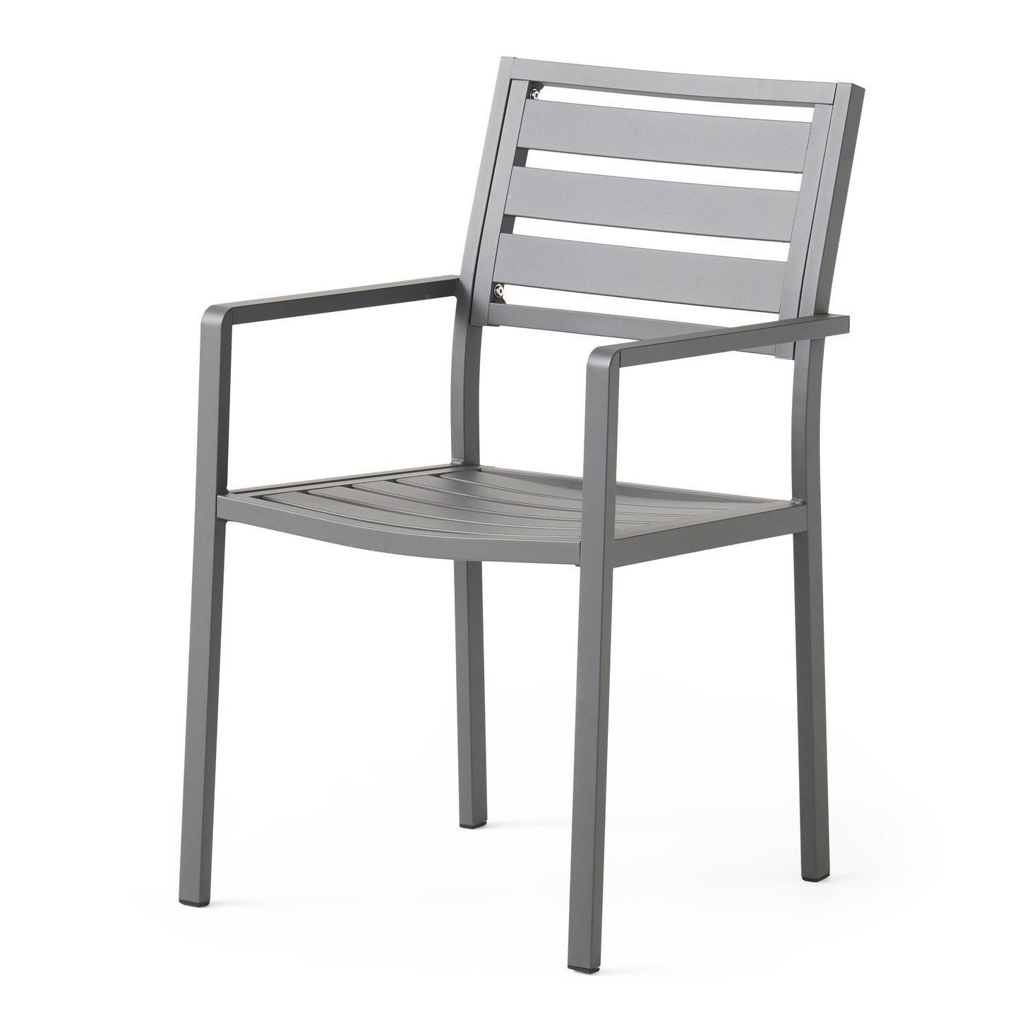 Outdoor Modern Aluminum Dining Chair set of 2 gun metal gray by HouseOfZazla on Tampa Home & Garden Store