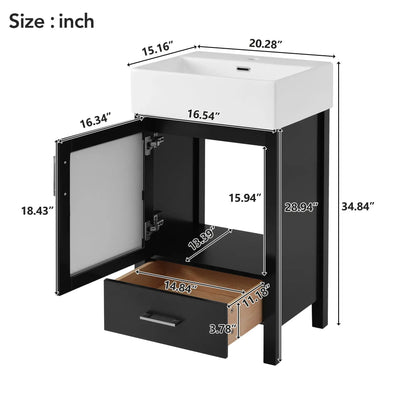 Bathroom Vanity with Ceramic Sink and Storage